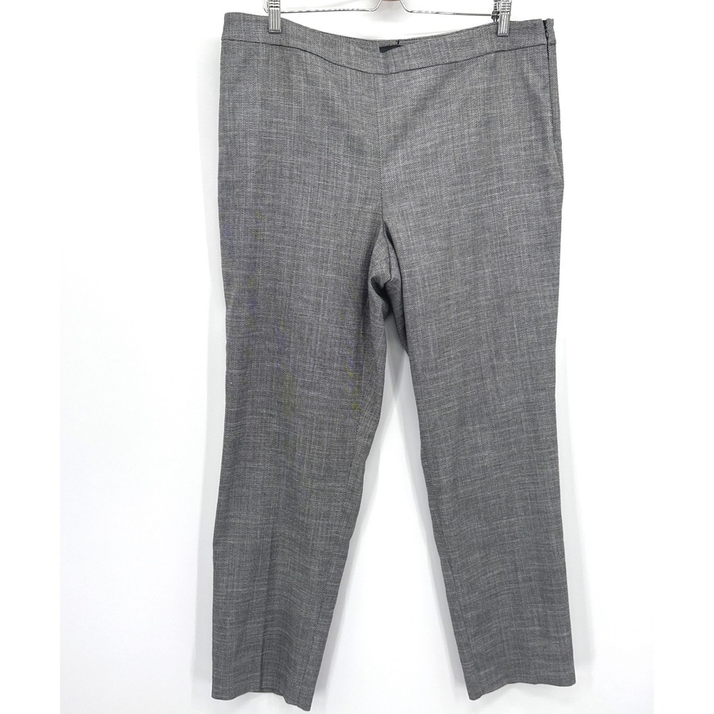 Talbots Women Dress Pants 16 Gray Micro Pattern Side Zip Straight Leg Trousers